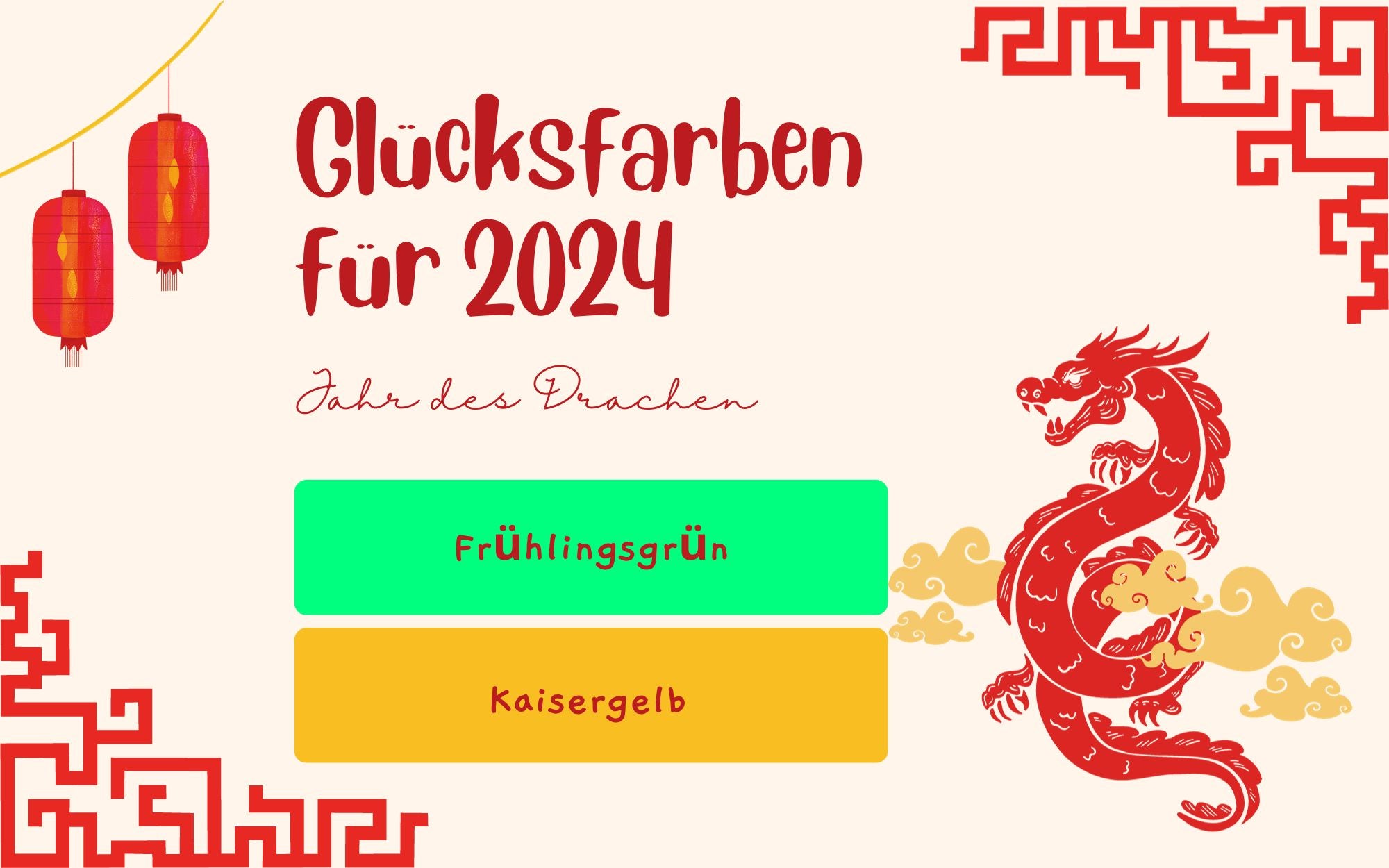 Feng Shui 2024 Glücksfarbe Entdecke die Glücksfarbe im Jahr des Drach