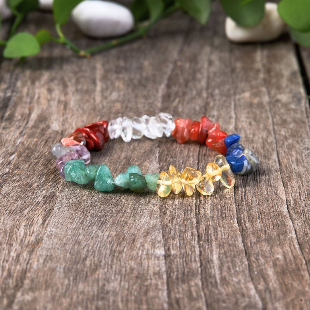 7 Chakra Unbearbeitetes Kristall Armband - Bracelet - TaoTempel