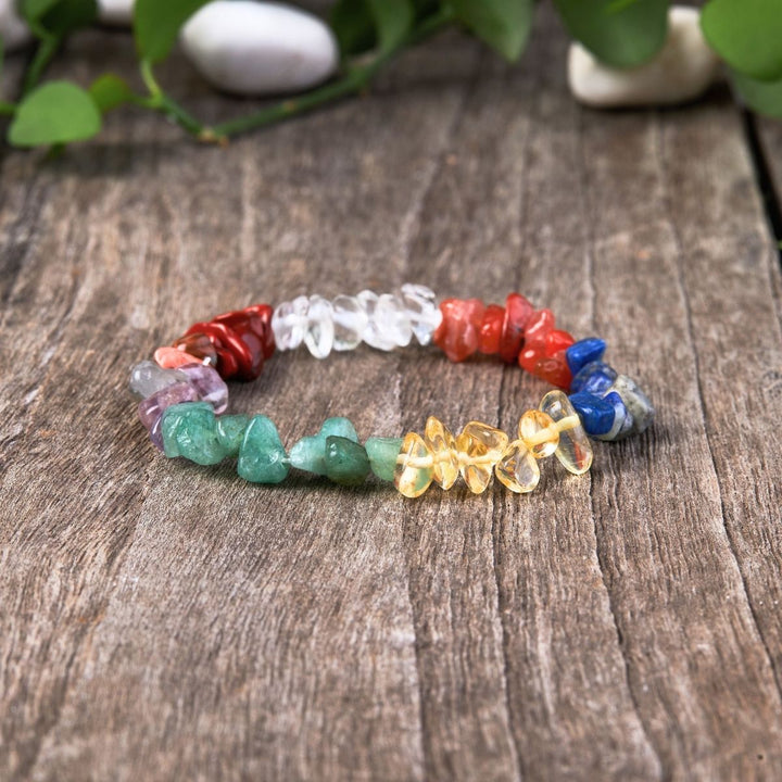 7 Chakra Unbearbeitetes Kristall Armband - Bracelet - TaoTempel