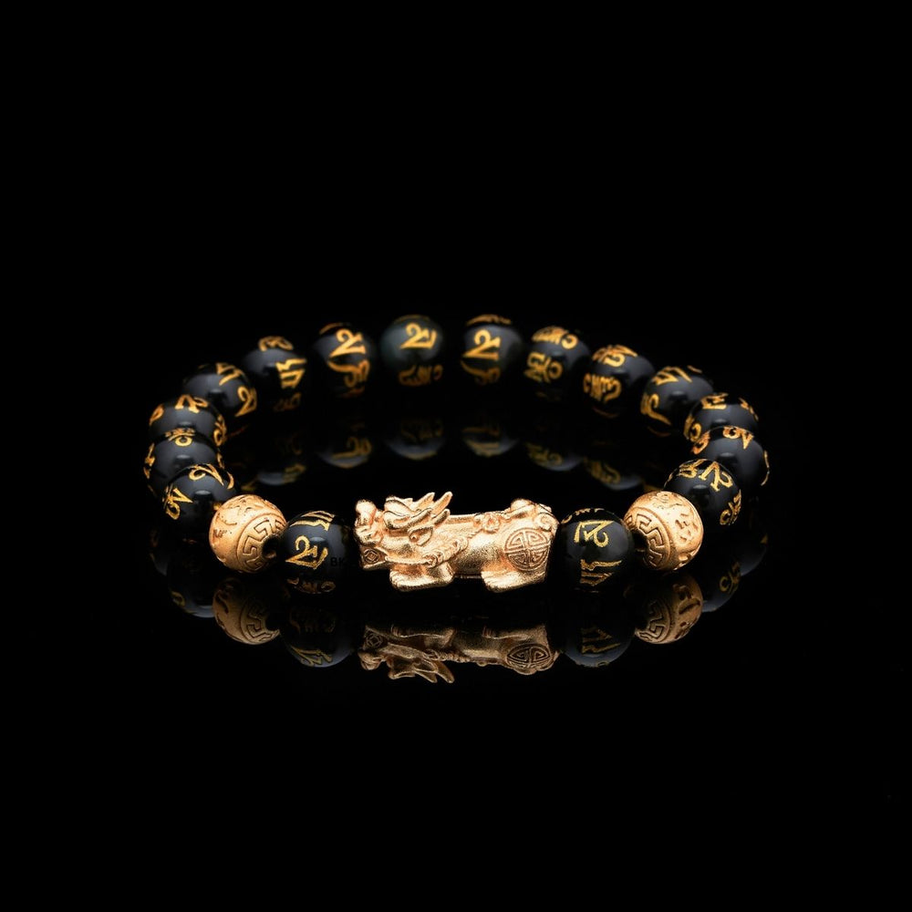 Feng Shui Pixiu Schwarzer Obsidian Armband - für Glück & Wohlstand - Bracelet - TaoTempel