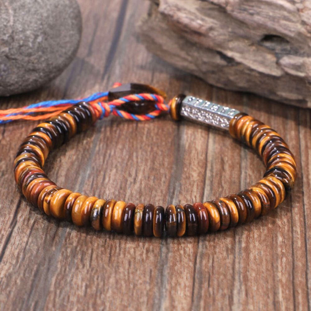 Tigerauge Tibet Mantra-Armband â fĂŒr Schutz & spirituelles Wachstum - Bracelet - TaoTempel