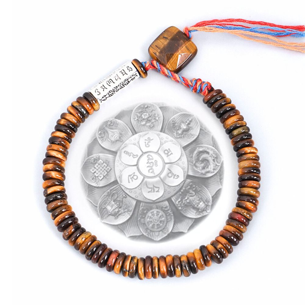 Tigerauge Tibet Mantra-Armband â fĂŒr Schutz & spirituelles Wachstum - Bracelet - TaoTempel