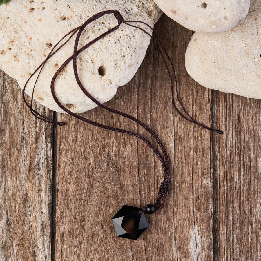 Schwarzer Obsidian Talisman - Halskette für Schutz - Necklace - TaoTempel