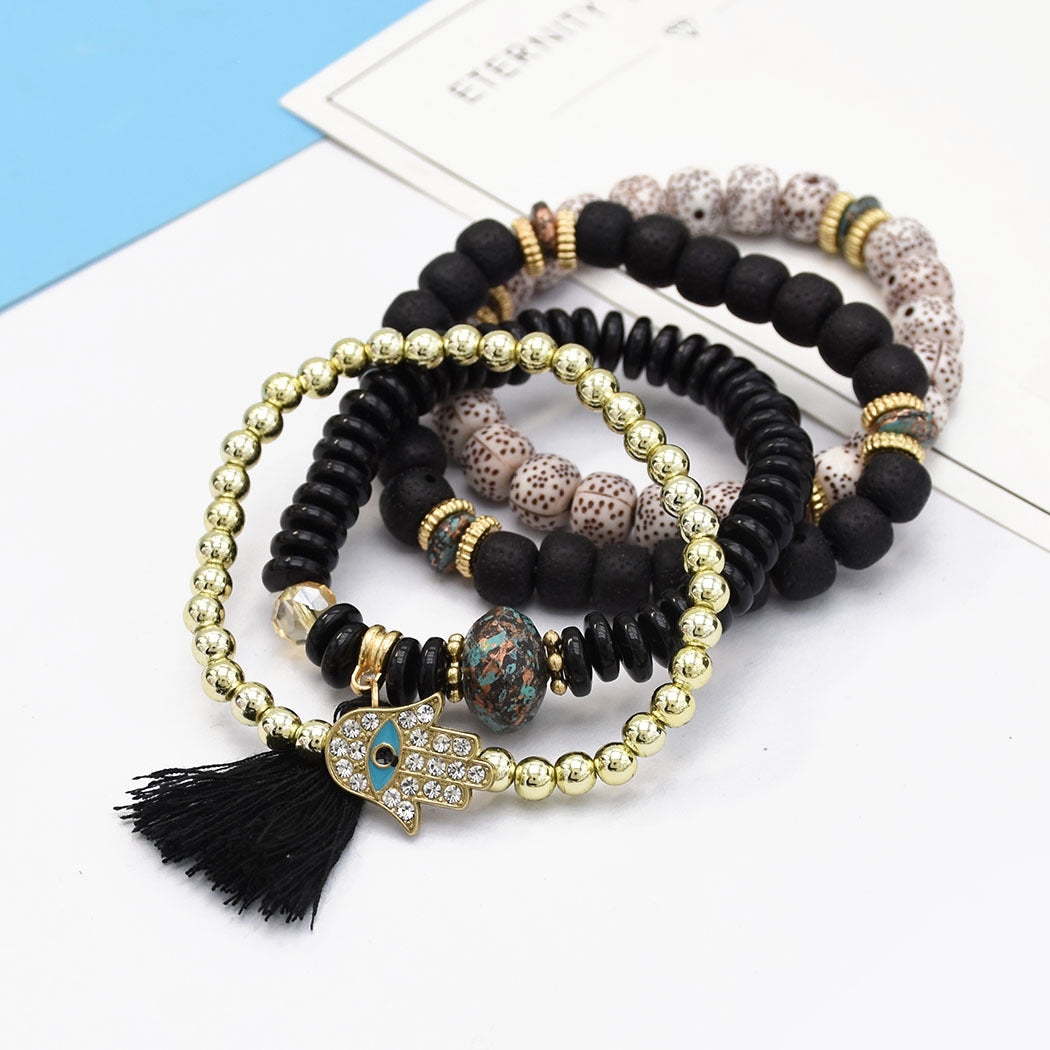 Hamsa Hand Böses Auge Boho Armband Set - Schutz gegen Bösen Blick - Bracelet - TaoTempel