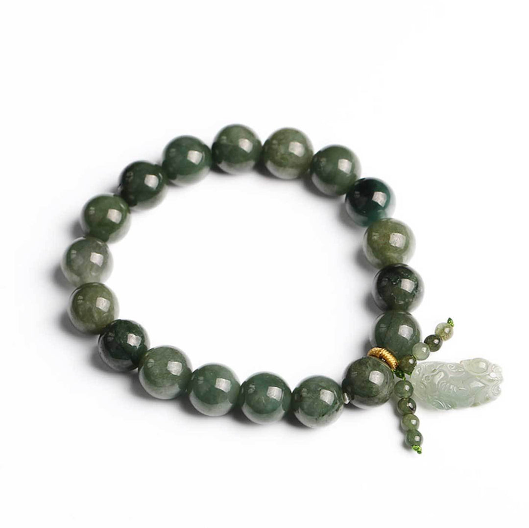 Grünes Jade Armband mit Pixiu - Für Wohlstand & Ruhe - Bracelet - TaoTempel