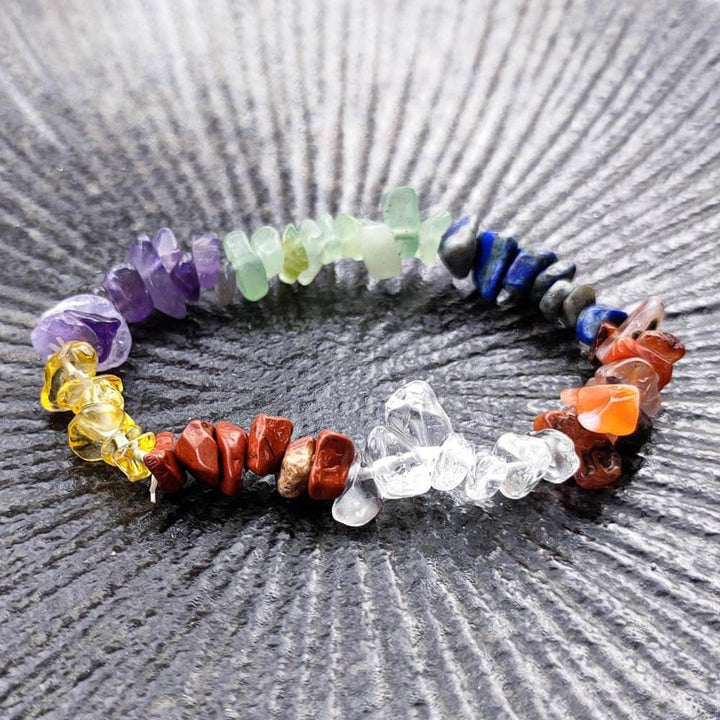 7 Chakra Unbearbeitetes Kristall Armband - Bracelet - TaoTempel