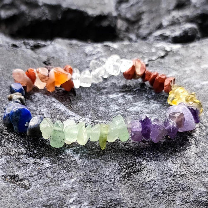 7 Chakra Unbearbeitetes Kristall Armband - Bracelet - TaoTempel