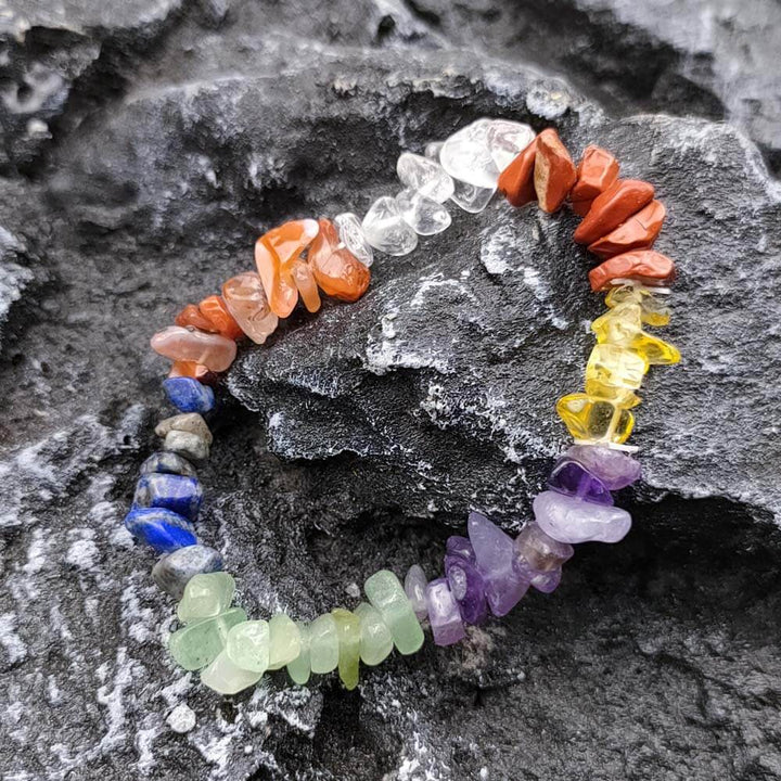 7 Chakra Unbearbeitetes Kristall Armband - Bracelet - TaoTempel