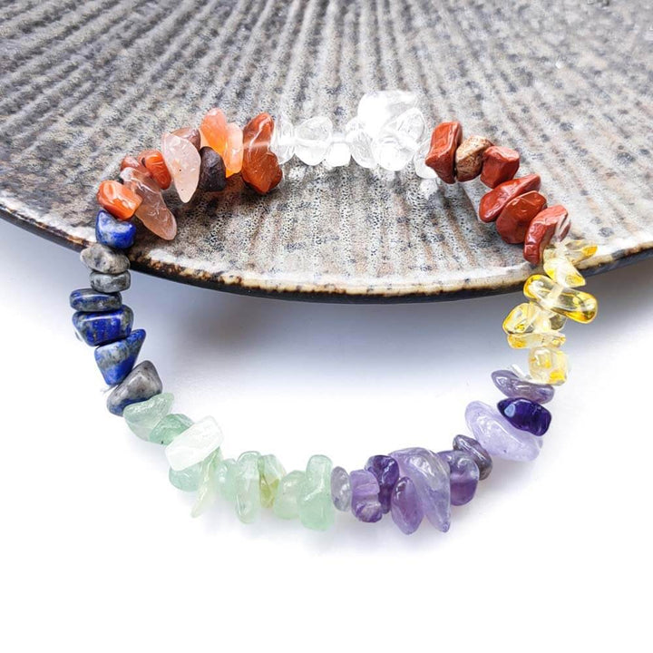 7 Chakra Unbearbeitetes Kristall Armband - Bracelet - TaoTempel
