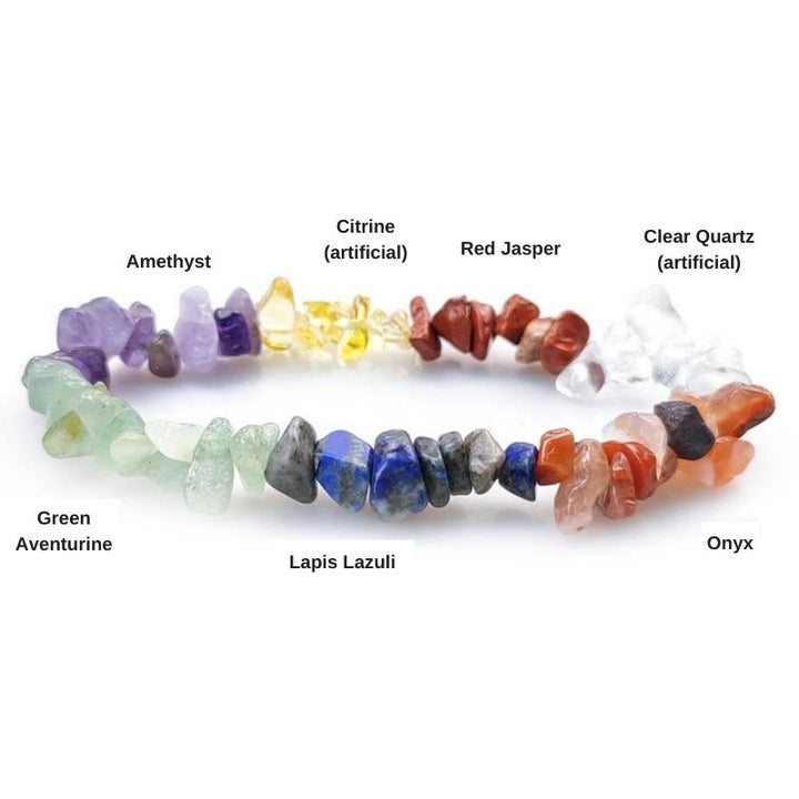 7 Chakra Unbearbeitetes Kristall Armband - Bracelet - TaoTempel