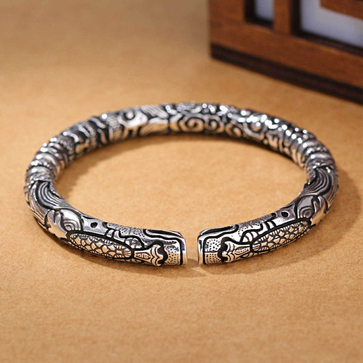 Antiker Silberner Drachen Armreif - Für Stärke - Bracelet - TaoTempel