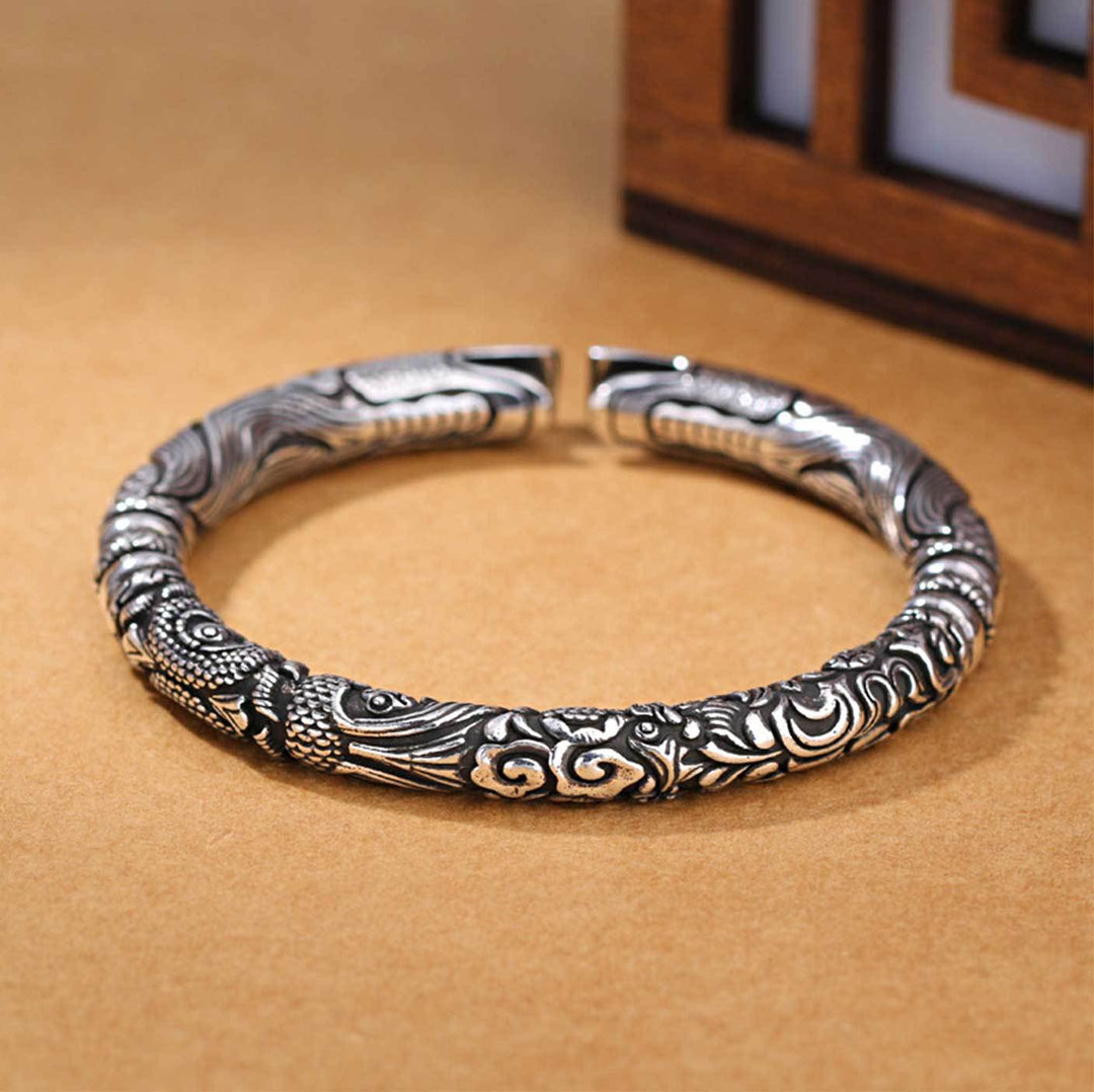 Antiker Silberner Drachen Armreif - Für Stärke - Bracelet - TaoTempel