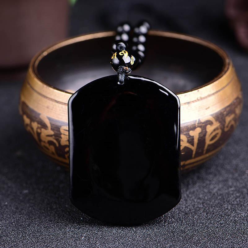 Halskette mit schwarzem Obsidian Wolf - Für Schutz - Necklace - TaoTempel