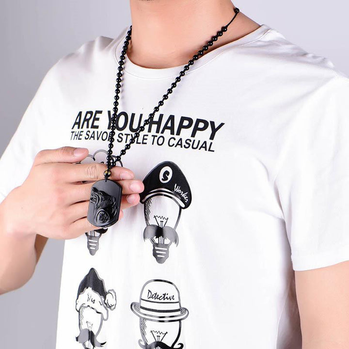 Halskette mit schwarzem Obsidian Wolf - Für Schutz - Necklace - TaoTempel