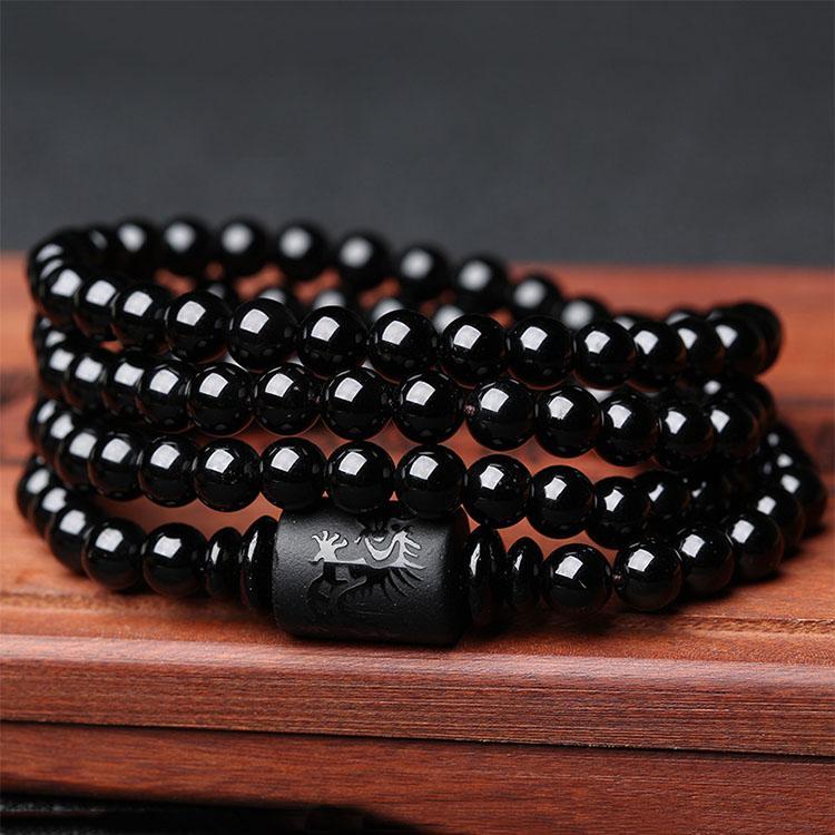 Drachen und Phoenix Obsidian Wickelarmband - Ehrlichkeit & Unendliche Liebe - Bracelet - TaoTempel