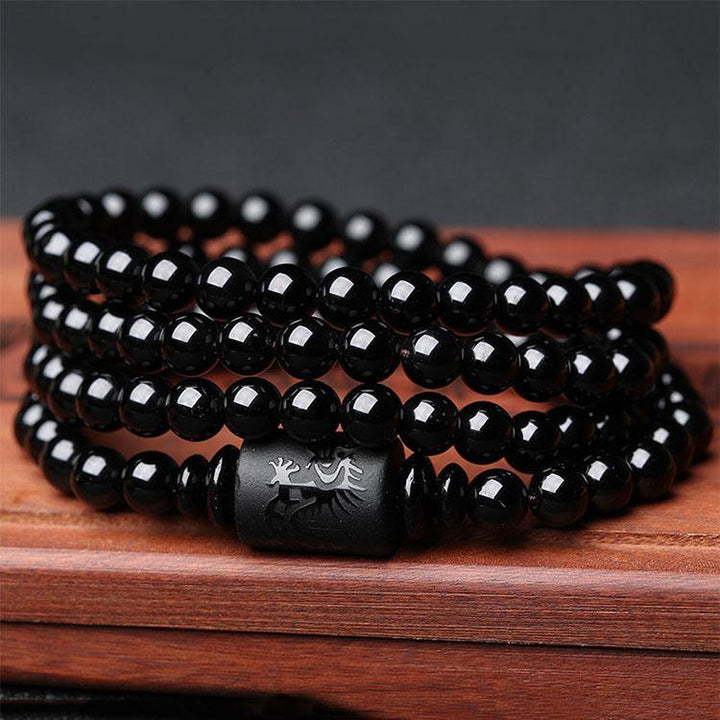 Drachen und Phoenix Obsidian Wickelarmband - Ehrlichkeit & Unendliche Liebe - Bracelet - TaoTempel