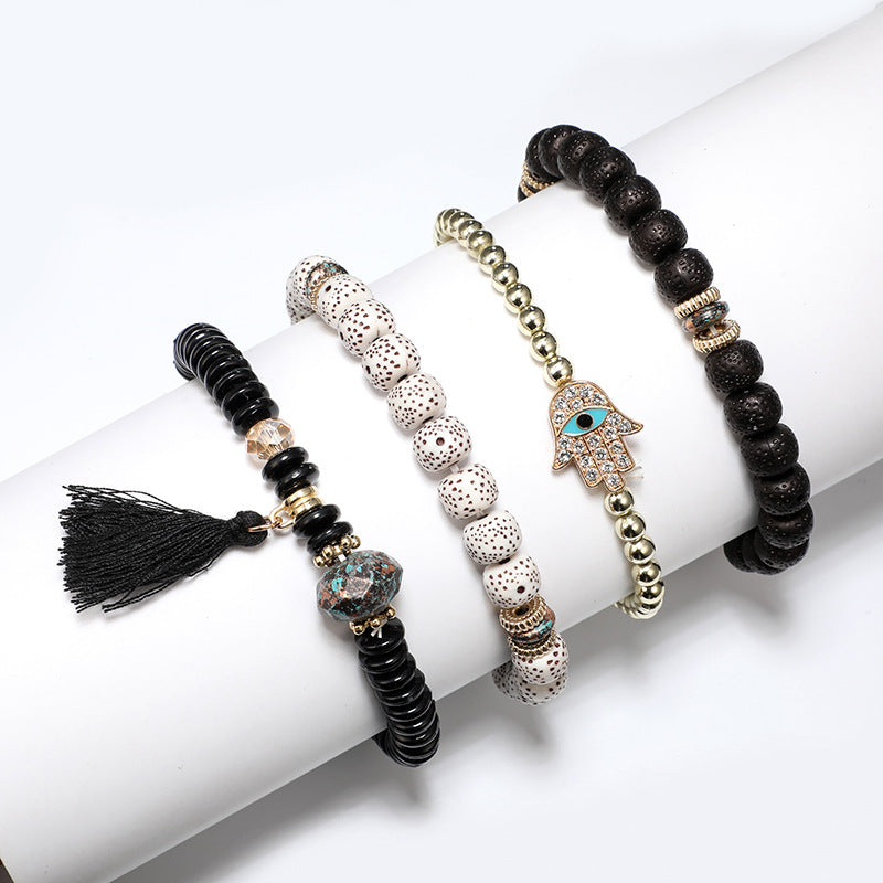 Hamsa Hand Böses Auge Boho Armband Set - Schutz gegen Bösen Blick - Bracelet - TaoTempel