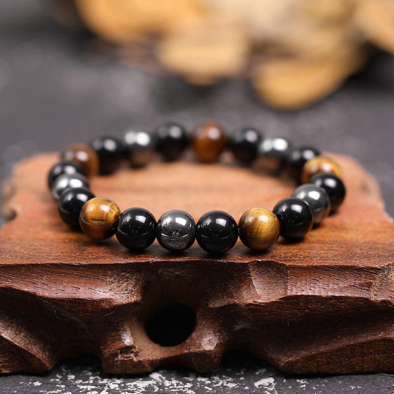 Armband für dreifachen Schutz - Tigerauge, Obsidian, Hämatit - Bracelet - TaoTempel