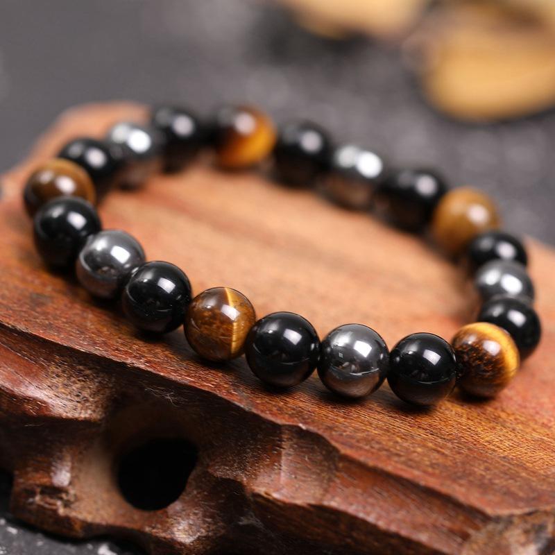 Armband für dreifachen Schutz - Tigerauge, Obsidian, Hämatit - Bracelet - TaoTempel