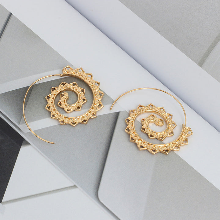 Spiralförmige Hippie Ohrringe - Große Statement Ohrringe - Earrings - TaoTempel