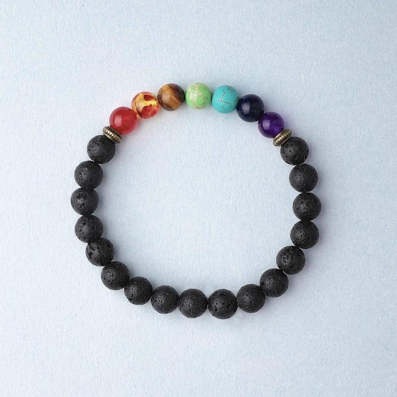 7 Chakra Lavastein Armband - Diffusor für ätherische Öle - Bracelet - TaoTempel