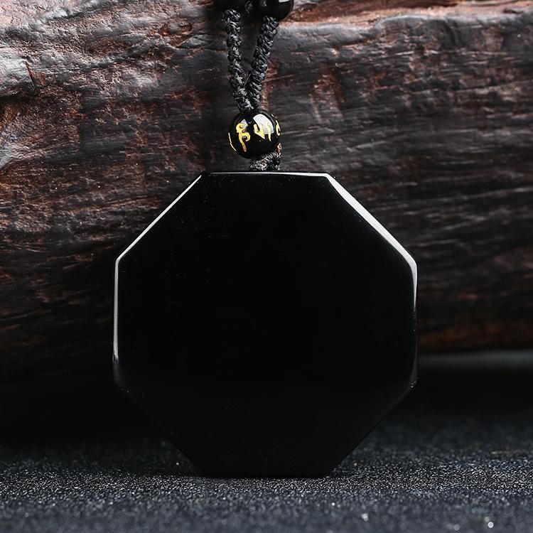 Obsidian Yin und Yang Halskette - Bagua Anhänger - Necklace - TaoTempel