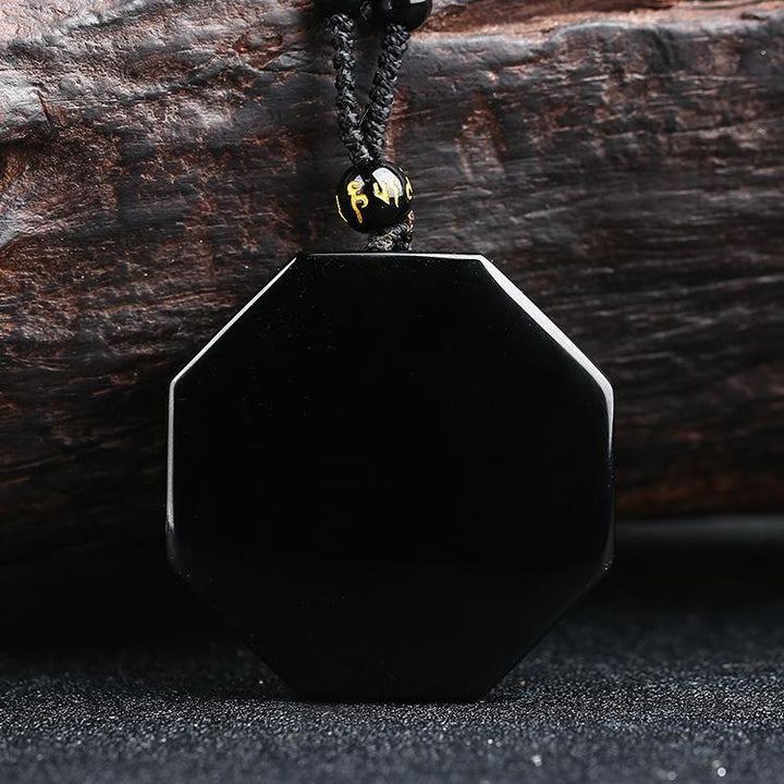 Obsidian Yin und Yang Halskette - Bagua Anhänger - Necklace - TaoTempel
