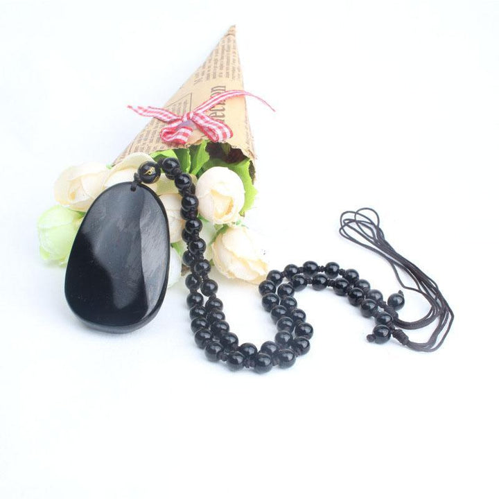 Schwarzer Obsidian Buddha Halskette - Schutz & Mut - Necklace - TaoTempel