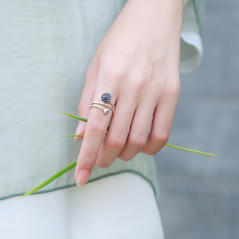 Silberner Lotus Ring - Ring - TaoTempel