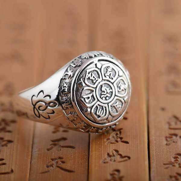 Lotus Mantra Ring â Om Mani Padme Hum - Silber, Gold - Ring - TaoTempel