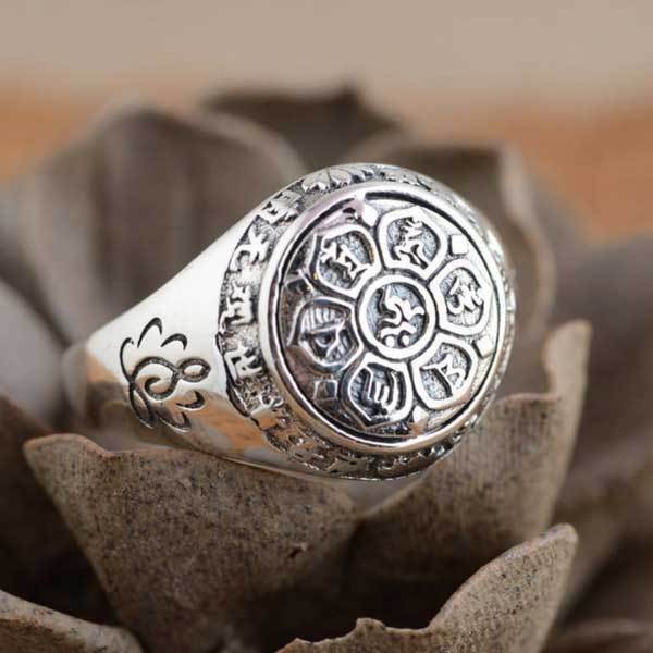 Lotus Mantra Ring â Om Mani Padme Hum - Silber, Gold - Ring - TaoTempel