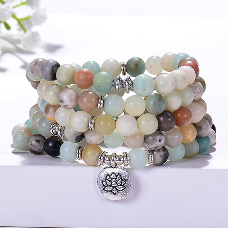 🎁 108 Amazonit Mala Perlen - Tibetische Gebetsperlen - GRATIS - - TaoTempel