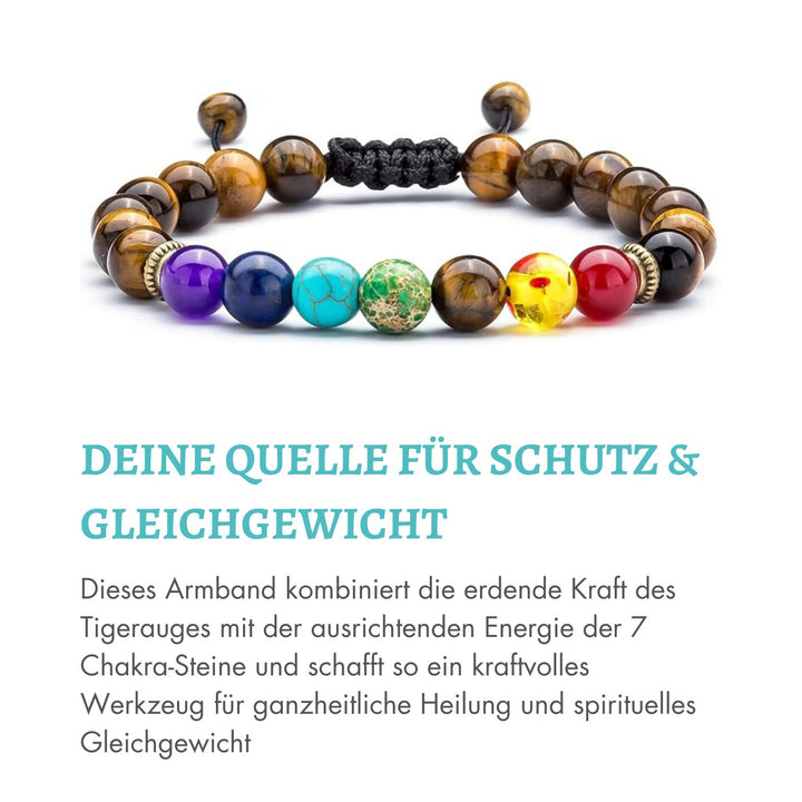 Tigerauge Chakra Armband - Für Gesundheit, Schutz & Gleichgewicht - Bracelet - TaoTempel