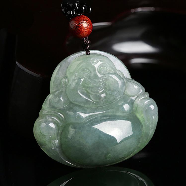 🎁 Jade-Kette mit lachendem Buddha - Für Zufriedenheit (100% off) - - TaoTempel