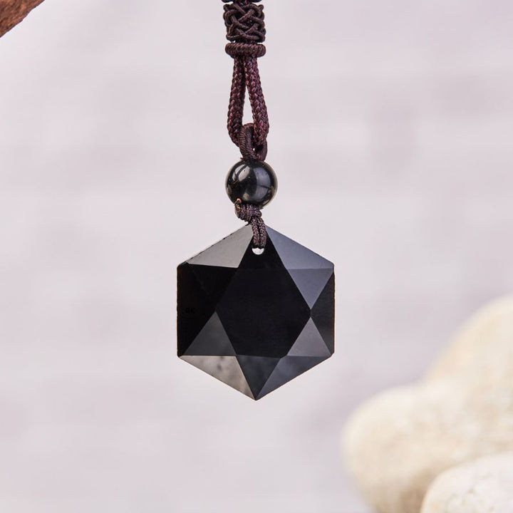 Schwarzer Obsidian Talisman - Halskette für Schutz - Necklace - TaoTempel