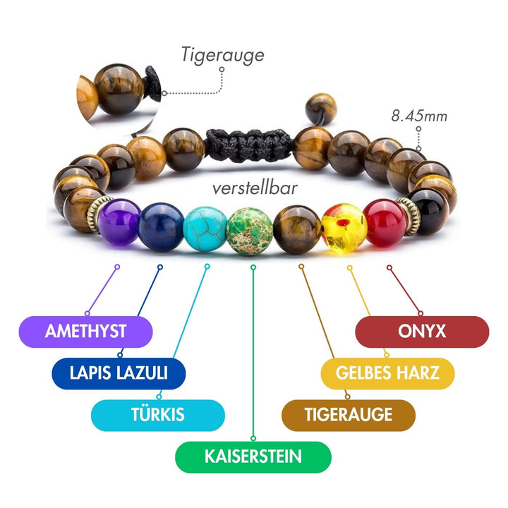 Tigerauge Chakra Armband - Für Gesundheit, Schutz & Gleichgewicht - Bracelet - TaoTempel