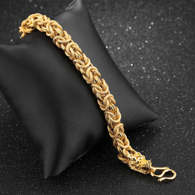 Doppelköpfiges Goldenes Drachen Armband - Bracelet - TaoTempel