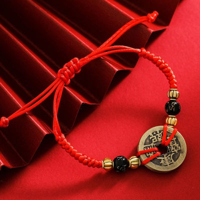 Armband mit Chinesischen Glücksmünzen - Feng Shui Kaisermünzen - Bracelet - TaoTempel