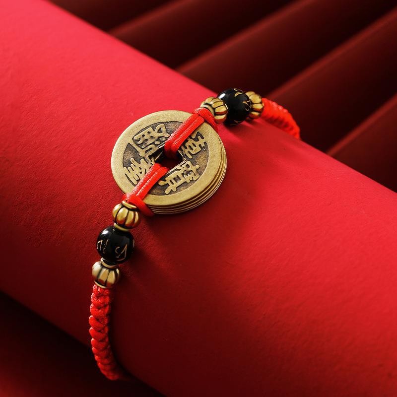 Armband mit Chinesischen Glücksmünzen - Feng Shui Kaisermünzen - Bracelet - TaoTempel
