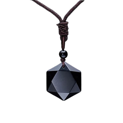 Schwarzer Obsidian Talisman - Halskette für Schutz - Necklace - TaoTempel