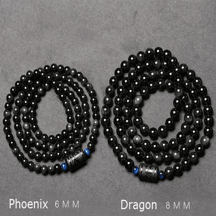 Drachen und Phoenix Obsidian Wickelarmband - Ehrlichkeit & Unendliche Liebe - Bracelet - TaoTempel