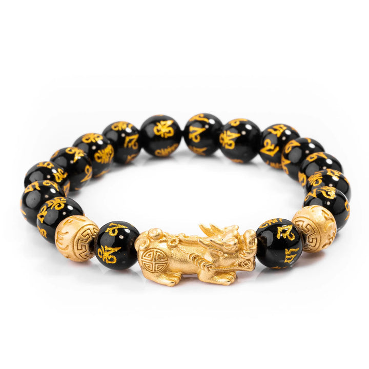 Feng Shui Obsidian Pi Xiu Armband Schwarz – Laborkristall, Zieht Reichtum An, Geschenkidee