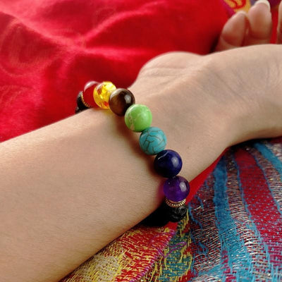 7 Chakra Lavastein Armband - Diffusor für ätherische Öle - Bracelet - TaoTempel