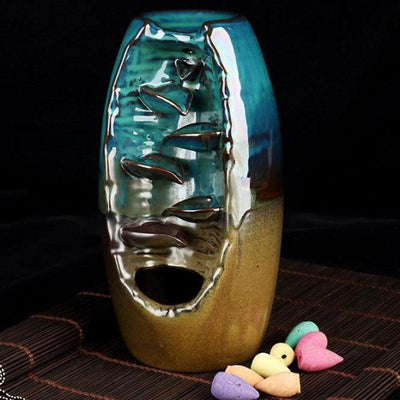 Räucherwasserfall Weihrauchbrenner mit Rückfluss im Bergfluss-Design - Incense Burner - TaoTempel
