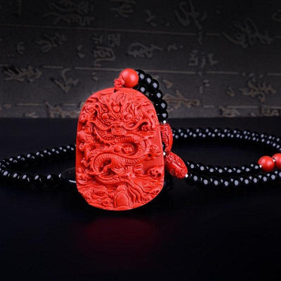 Roter Zinnober Drachen Halskette - Glück & Wohlstand - Necklace - TaoTempel
