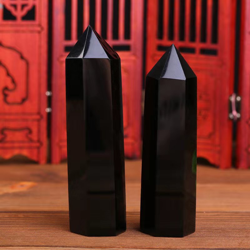 Schwarzer Obsidian Heilkristall Obelisk - Schutz Kristall - Stones & Crystals - TaoTempel