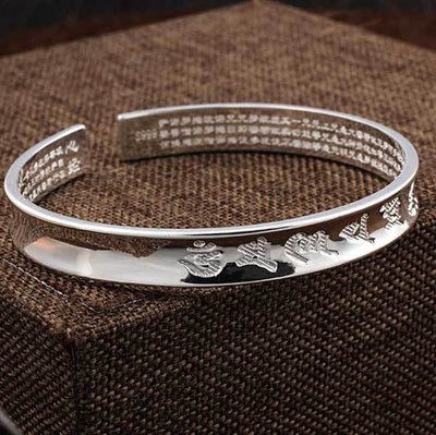 Tibetischer Mantra Armreif mit Herzsutra - Silber - Bracelet - TaoTempel