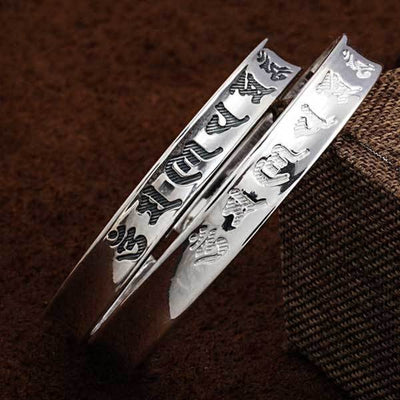 Tibetischer Mantra Armreif mit Herzsutra - Silber - Bracelet - TaoTempel