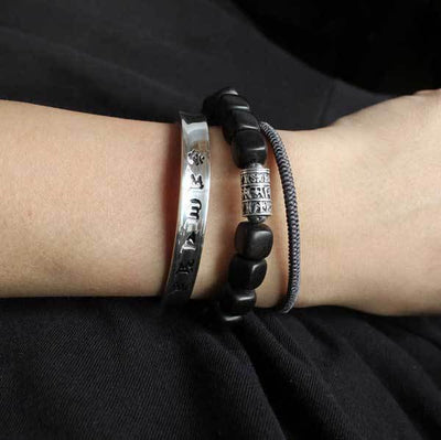 Tibetischer Mantra Armreif mit Herzsutra - Silber - Bracelet - TaoTempel