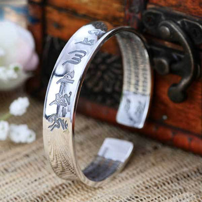 Tibetischer Mantra Armreif mit Herzsutra - Silber - Bracelet - TaoTempel